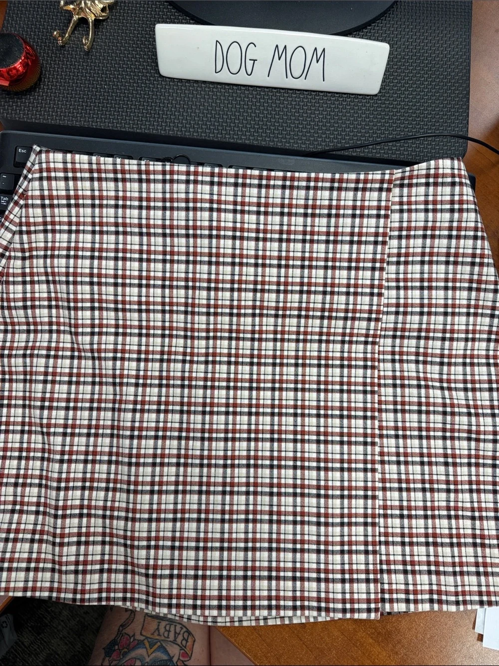 Gianni Bini Plaid Mini Skirt NWT Size 8 Preppy Y2K Academia‎ Ivory Rust Black